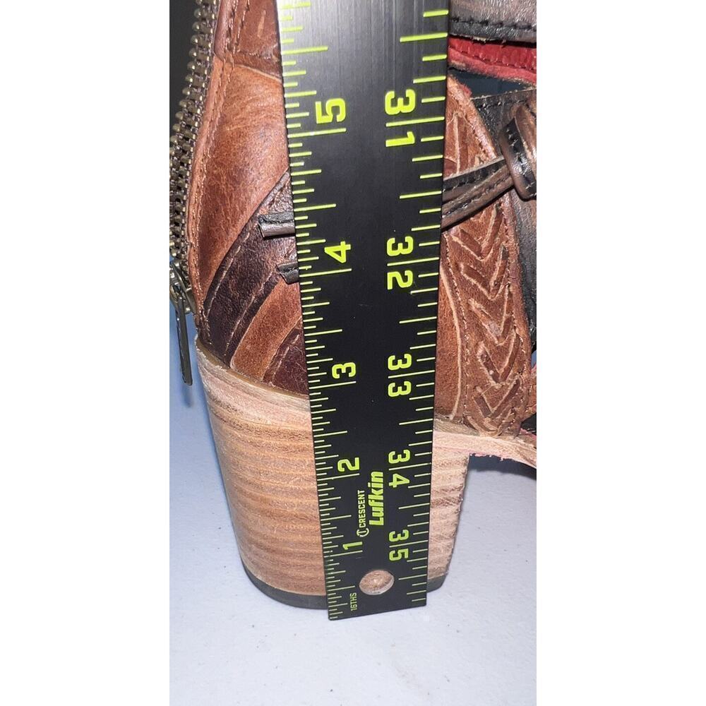 Freebird By Steven Wazee Leather Sandal Heel Booties Womens Size 7 Distressed - Picture 15 of 15